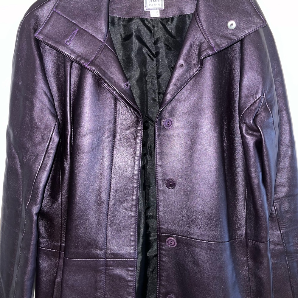 Herve Leger Leather purple coat - Picture 3 of 8